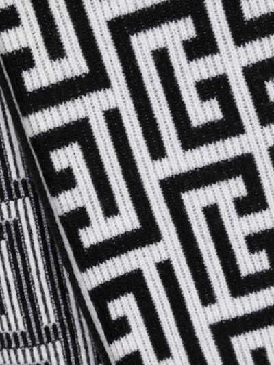 Shop Balmain Logo-monogram Knit Scarf In Black