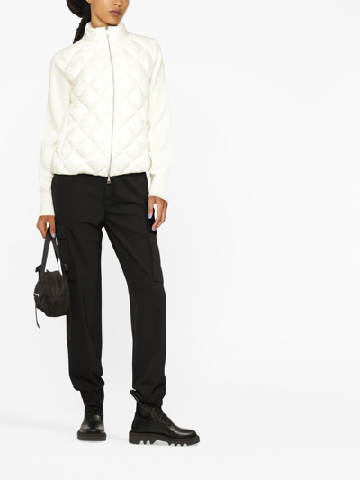 Moncler Padded Wool Cardigan In Weiss
