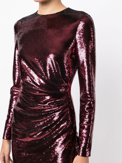 Shop Burberry Aurora Silk Sequin Dress In Rot