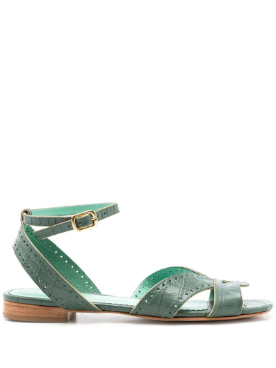 Shop Sarah Chofakian Chemesier Ankle-strap Detail Sandals In Green