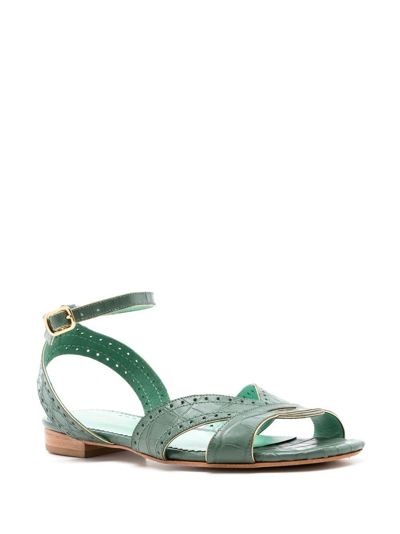 Shop Sarah Chofakian Chemesier Ankle-strap Detail Sandals In Green