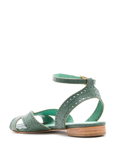 Shop Sarah Chofakian Chemesier Ankle-strap Detail Sandals In Green