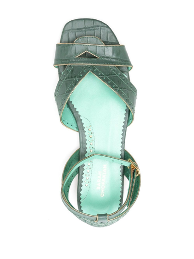 Shop Sarah Chofakian Chemesier Ankle-strap Detail Sandals In Green