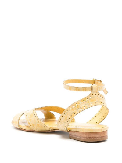 Shop Sarah Chofakian Chemisier Open-toe Flat Sandals In Yellow