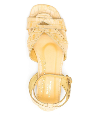 Shop Sarah Chofakian Chemisier Open-toe Flat Sandals In Yellow