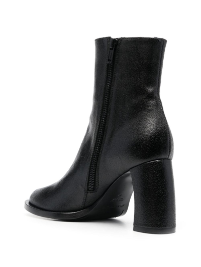 Shop Ann Demeulemeester 80mm Leather Ankle Boots In Schwarz