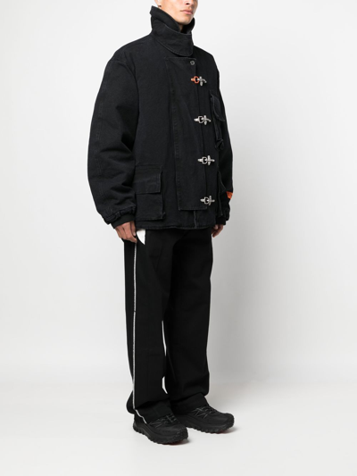 Heron Preston Toggle-fastening Canvas Jacket In Schwarz