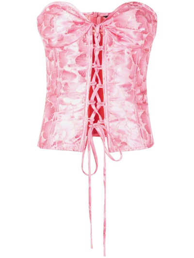 Shop Kim Shui Lace-up Detail Bustier Top In Pink