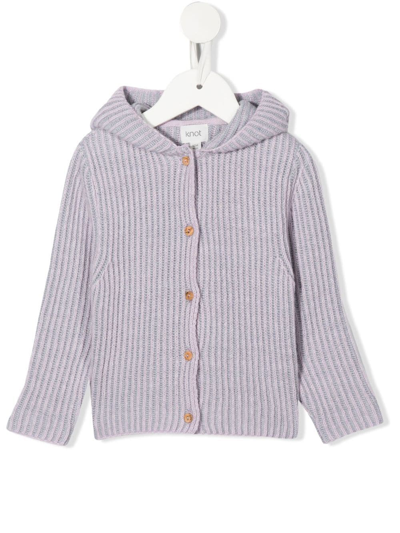 Shop Knot Gwenda Ribbed-knit Cardigan In Purple