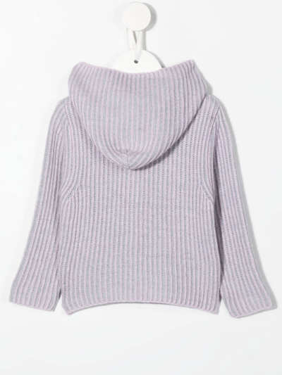 Shop Knot Gwenda Ribbed-knit Cardigan In Purple
