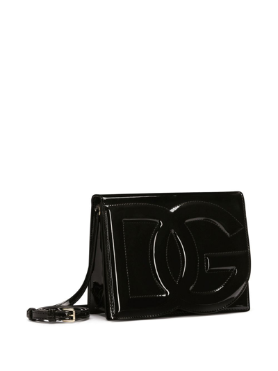 Dolce & Gabbana Elegant Dg Logo Patent Leather Crossbody Handbag In Black