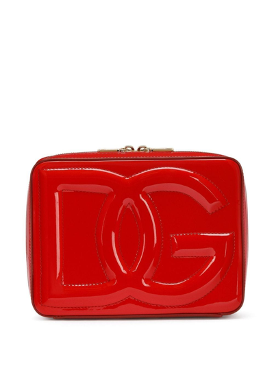 Shop Dolce & Gabbana Dg Logo Patent Leather Camera Bag In Red