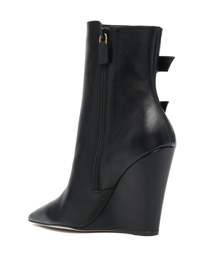 Stuart Weitzman Pointed-toe 100mm Wedge Boots In Black