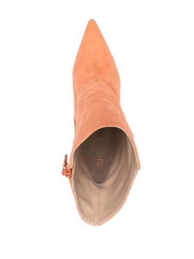 Shop Stuart Weitzman Buckle-fastening 110mm Suede Boots In Orange