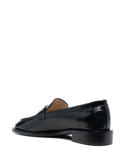 Shop Stuart Weitzman Palmer Sleek 10mm Embossed Loafers In Black