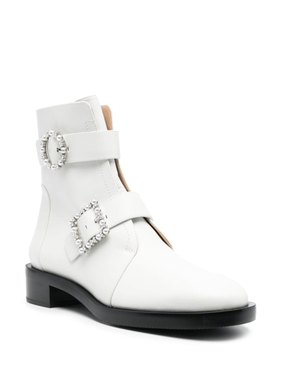 Shop Stuart Weitzman Ryder Buckle-strap Ankle Boots In White