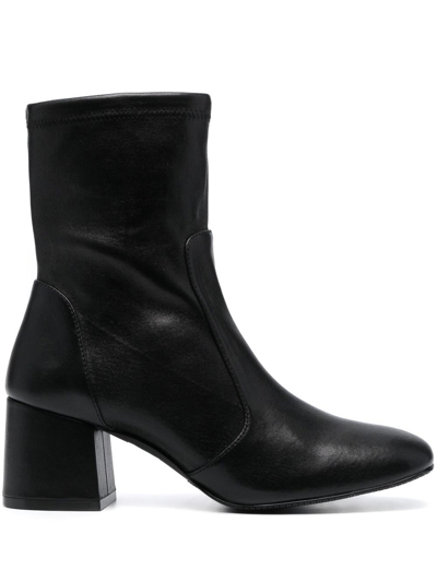 Shop Stuart Weitzman Sleek 60mm Leather Sock Boots In Black