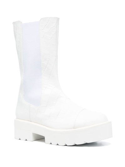 Shop Stuart Weitzman 55mm Chunky Slip-on Boots In White