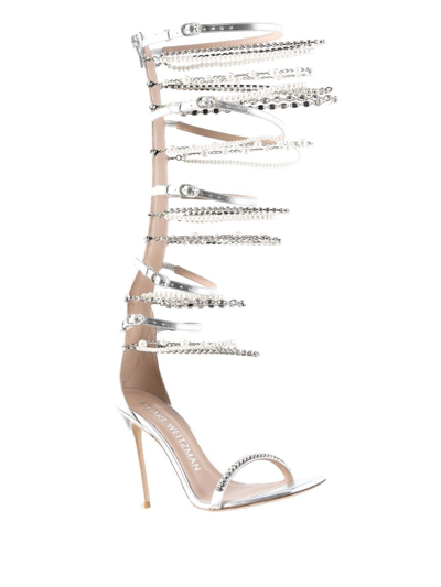 Shop Stuart Weitzman Crystal-embellished 120mm Sandals In Silver