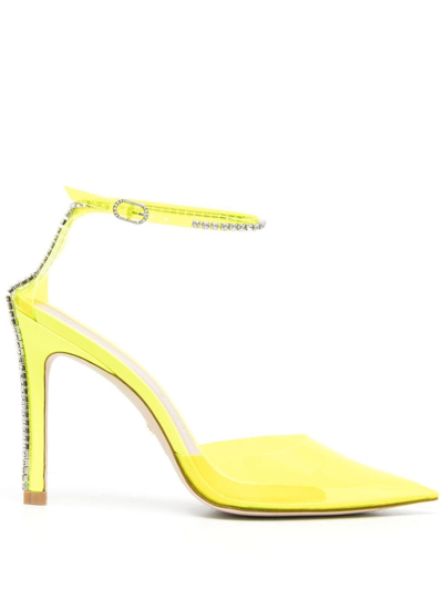 Shop Stuart Weitzman Crystal-embellished Stiletto Pumps In Yellow