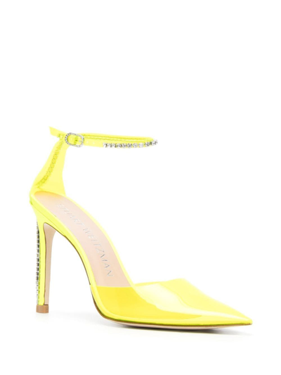 Shop Stuart Weitzman Crystal-embellished Stiletto Pumps In Yellow