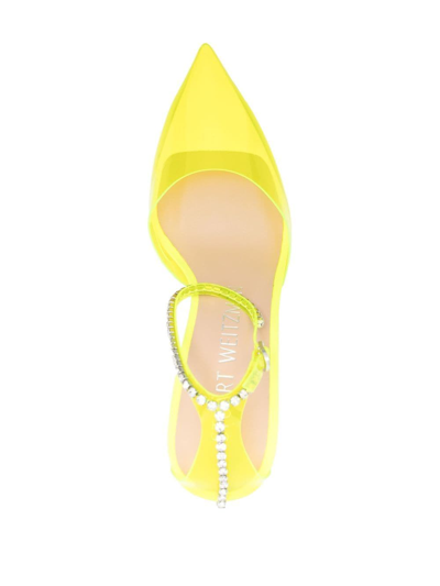 Stuart Weitzman Glam Embellished Strap Pump In Yellow