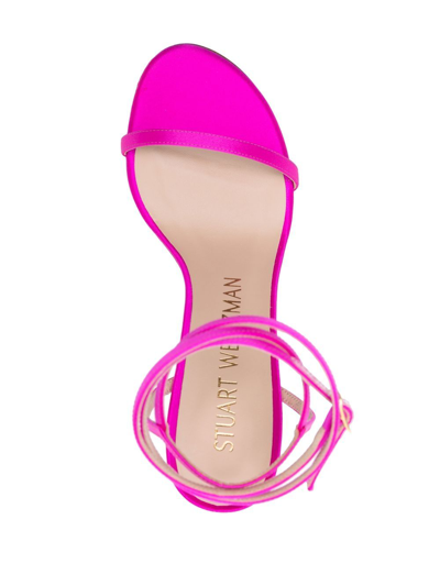 Shop Stuart Weitzman 120mm Stiletto Leather Sandals In Pink