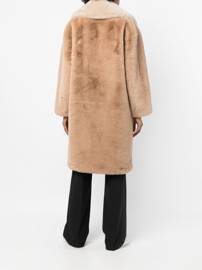 Shop Each X Other Double-breasted Faux-fur Coat In Neutrals
