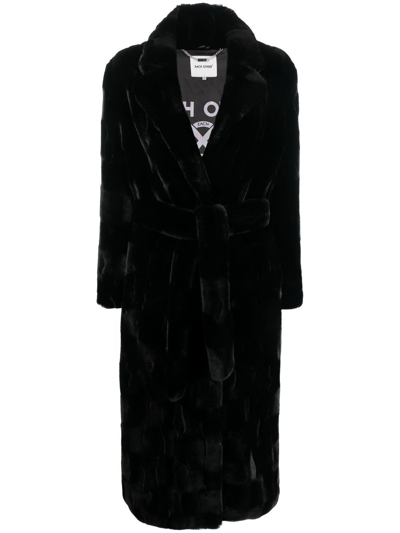 Shop Each X Other Faux-fur Long Coat In Black