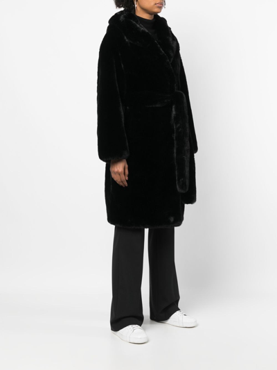 Shop Each X Other Faux-fur Hooded Coat In Black