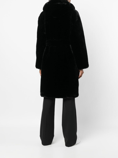 Shop Each X Other Faux-fur Hooded Coat In Black