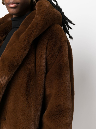 Shop Each X Other Faux-fur Hooded Coat In Brown