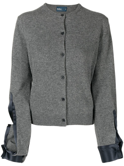 Shop Kolor Slit-sleeve Button-up Cardigan In Grey