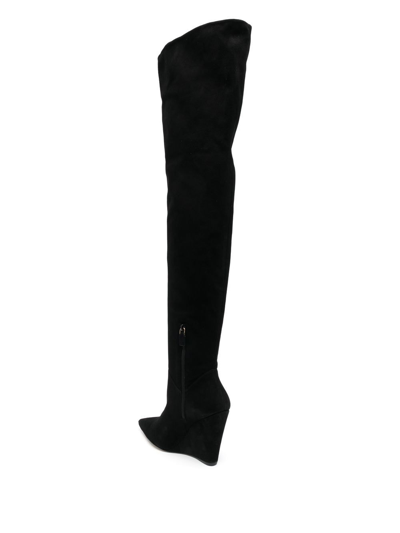 Stuart Weitzman Pointed 115mm Leather Boots In Black