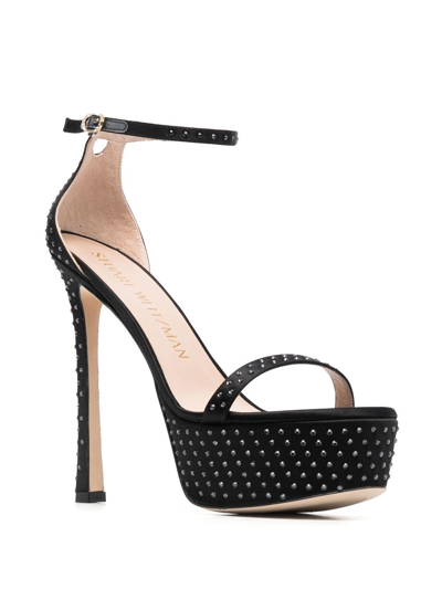 Stuart Weitzman 160mm Crystal-embellished Platform Sandals In Black