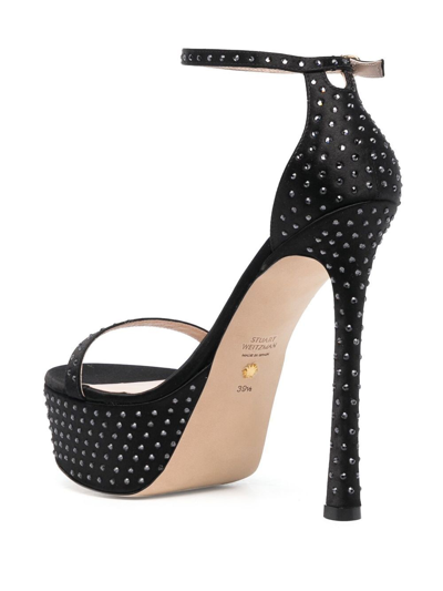 Stuart Weitzman 160mm Crystal-embellished Platform Sandals In Black