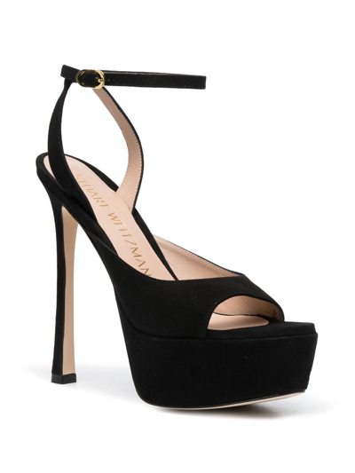 Shop Stuart Weitzman Tia Hollywood 145mm Platform Sandals In Black