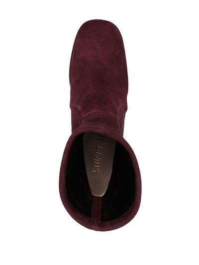 Stuart Weitzman Skyhigh 145mm Suede Platform Boots In Red