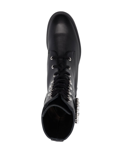 Shop Stuart Weitzman Pearl Buckle Ankle Boots In Black