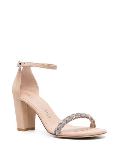 Stuart Weitzman Nudistcurve 80mm Embellished Sandals In Neutrals