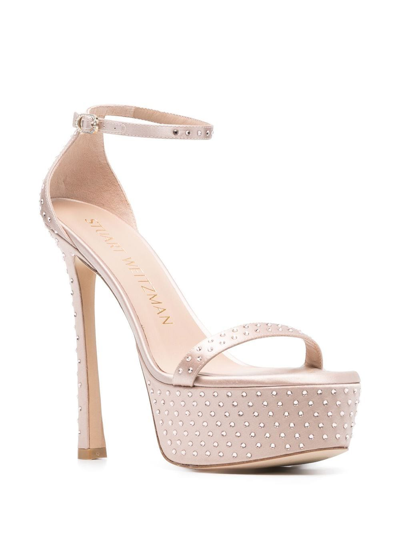 Stuart Weitzman 150mm Rhinestone Platform Sandals In Pink
