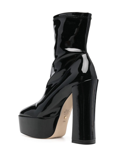 Stuart Weitzman Skyhigh Patent-leather Platform Ankle Boots In Black