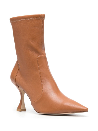 Shop Stuart Weitzman 100mm Heeled Leather Boots In Brown