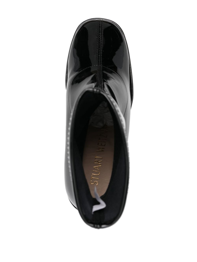 Stuart Weitzman Skyhigh Patent-leather Platform Ankle Boots In Black