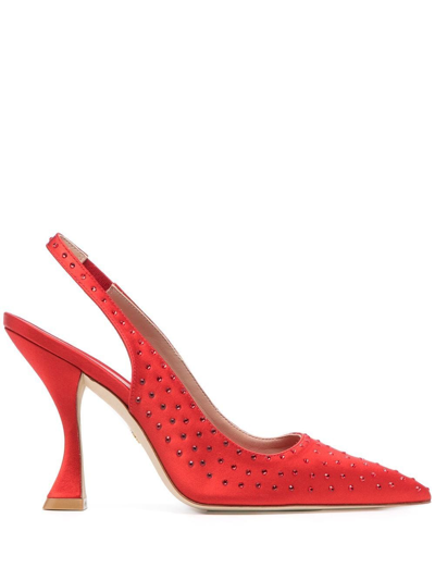 Shop Stuart Weitzman Say Rhinestone Pumps In Red