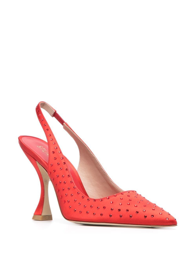 Shop Stuart Weitzman Say Rhinestone Pumps In Red