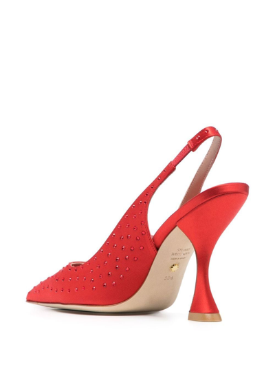 Shop Stuart Weitzman Say Rhinestone Pumps In Red