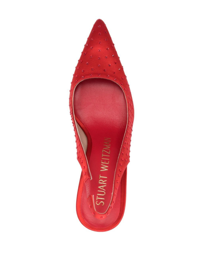 Shop Stuart Weitzman Say Rhinestone Pumps In Red