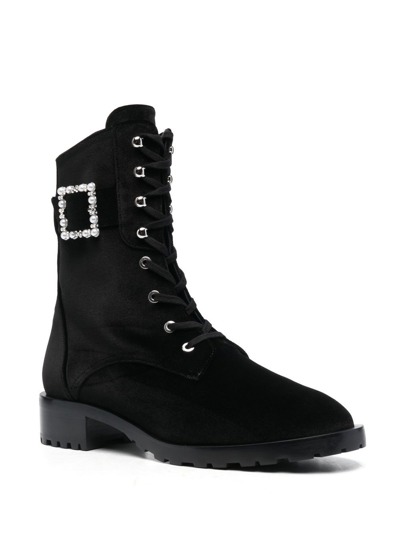 Stuart Weitzman 40mm Buckle-fastening Lace-up Boots In Black