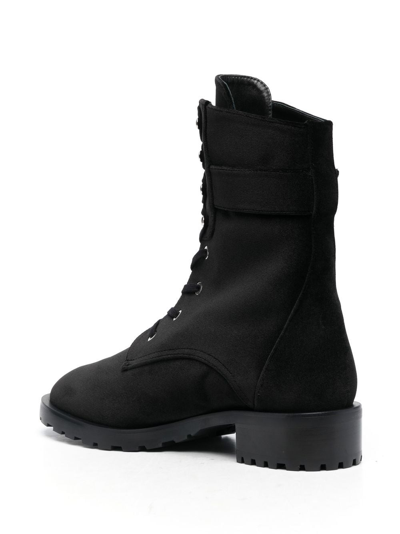 Stuart Weitzman 40mm Buckle-fastening Lace-up Boots In Black